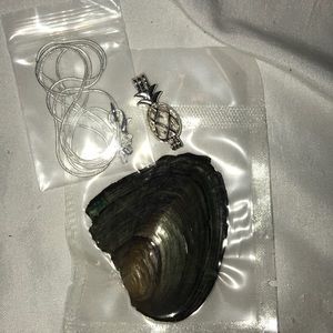 Pineapple pearl cage with chain and oyster